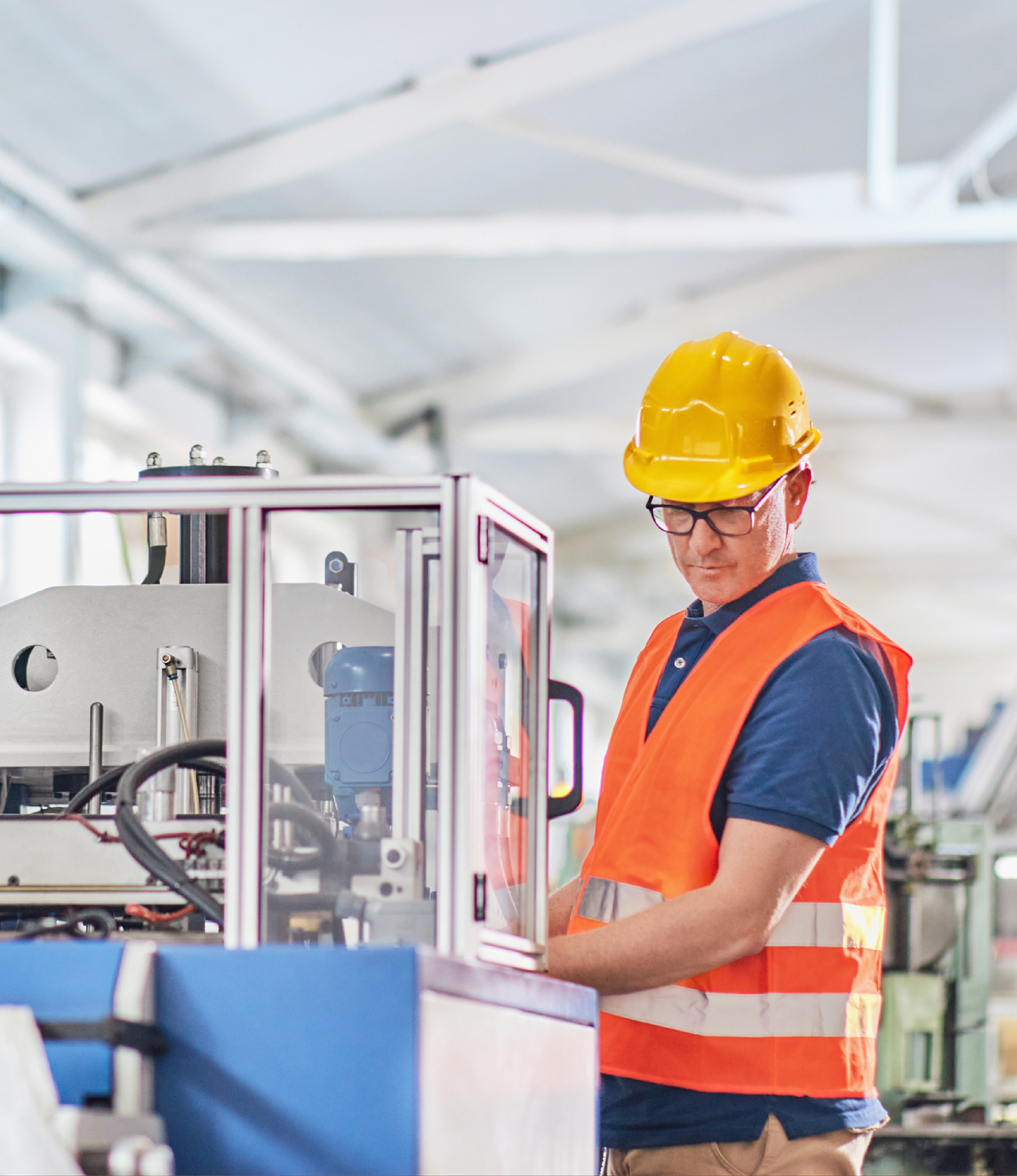 plastics worker in hardhat