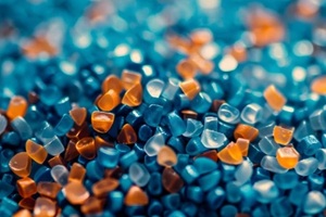blue and orange Plastic granules Background