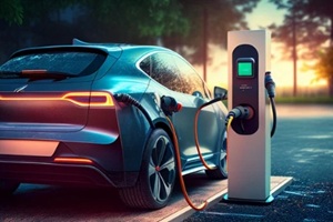 electric vehicle at a charging station