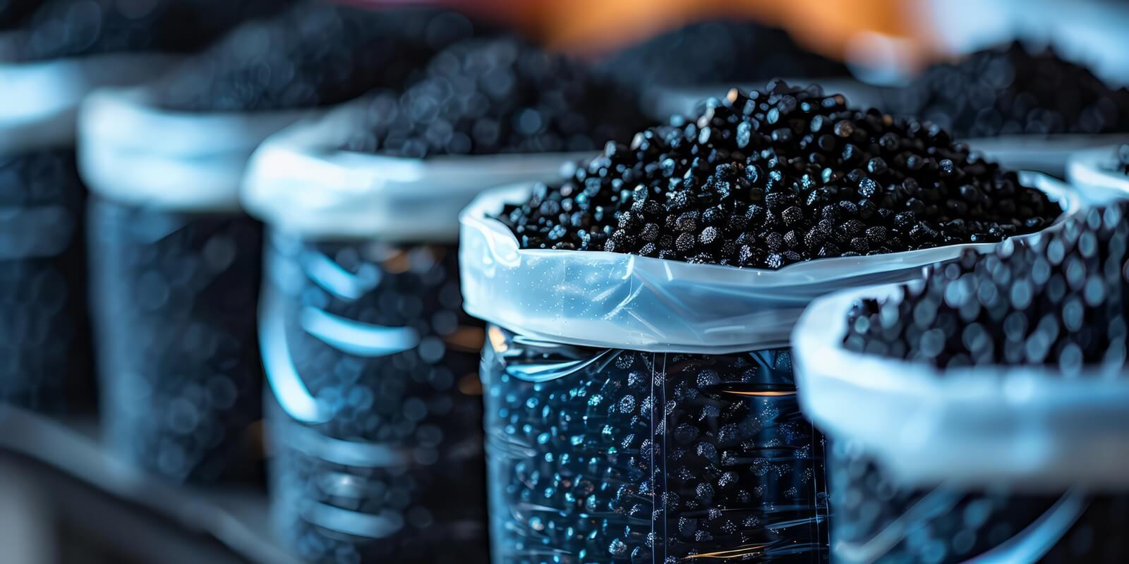black recycled plastic pellets