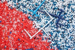 shredded and ground waste from the production of plastic products