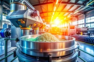 advanced centrifuge for plastic granules processing with bokeh effect