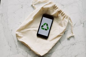 Mobile Phone on a Bioplastic Bag