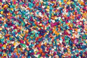 colorful recycled plastic flakes, texture background
