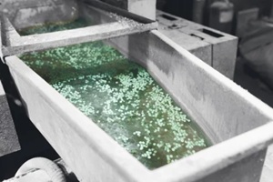 cooling polymer green granules after recycling plastic waste