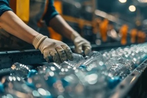 worker working in plastic recycling plant
