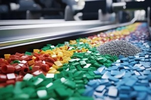 the process of recycling plastic into small plastic pellets