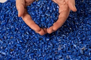 blue plastic granules