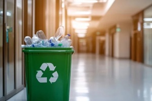 empty plastic bottles in a recycle bin