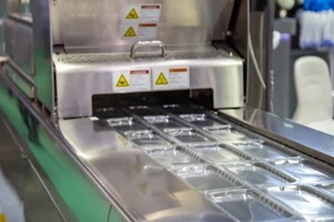 view of disposable plastic food box isolated on a white background