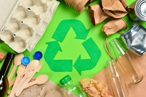 green background with recycling symbol