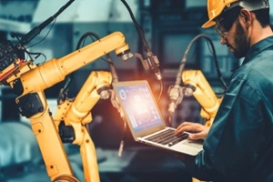 smart industry robot arms for digital factory production technology showing automation manufacturing process of the Industry