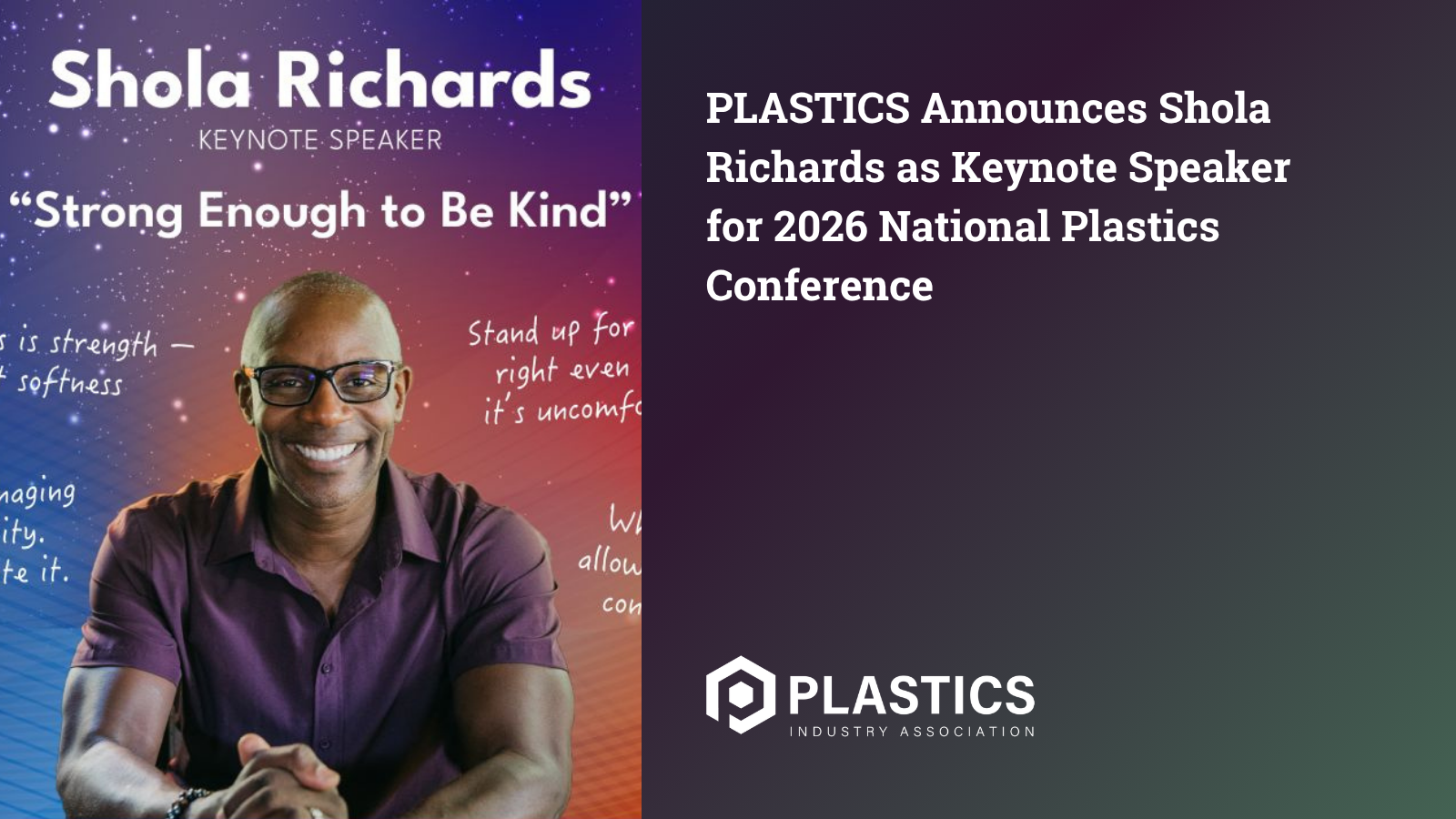 PLASTICS Announces Shola Richards as Keynote Speaker for 2026 National Plastics Conference